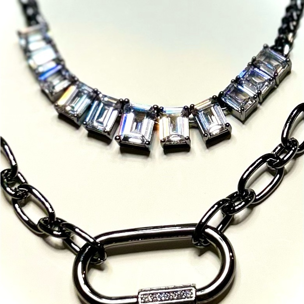 BP Jewelry Lux Layers Rose Quartz Cubic Zirconia with Rhodium Plating - Picture 2 of 4